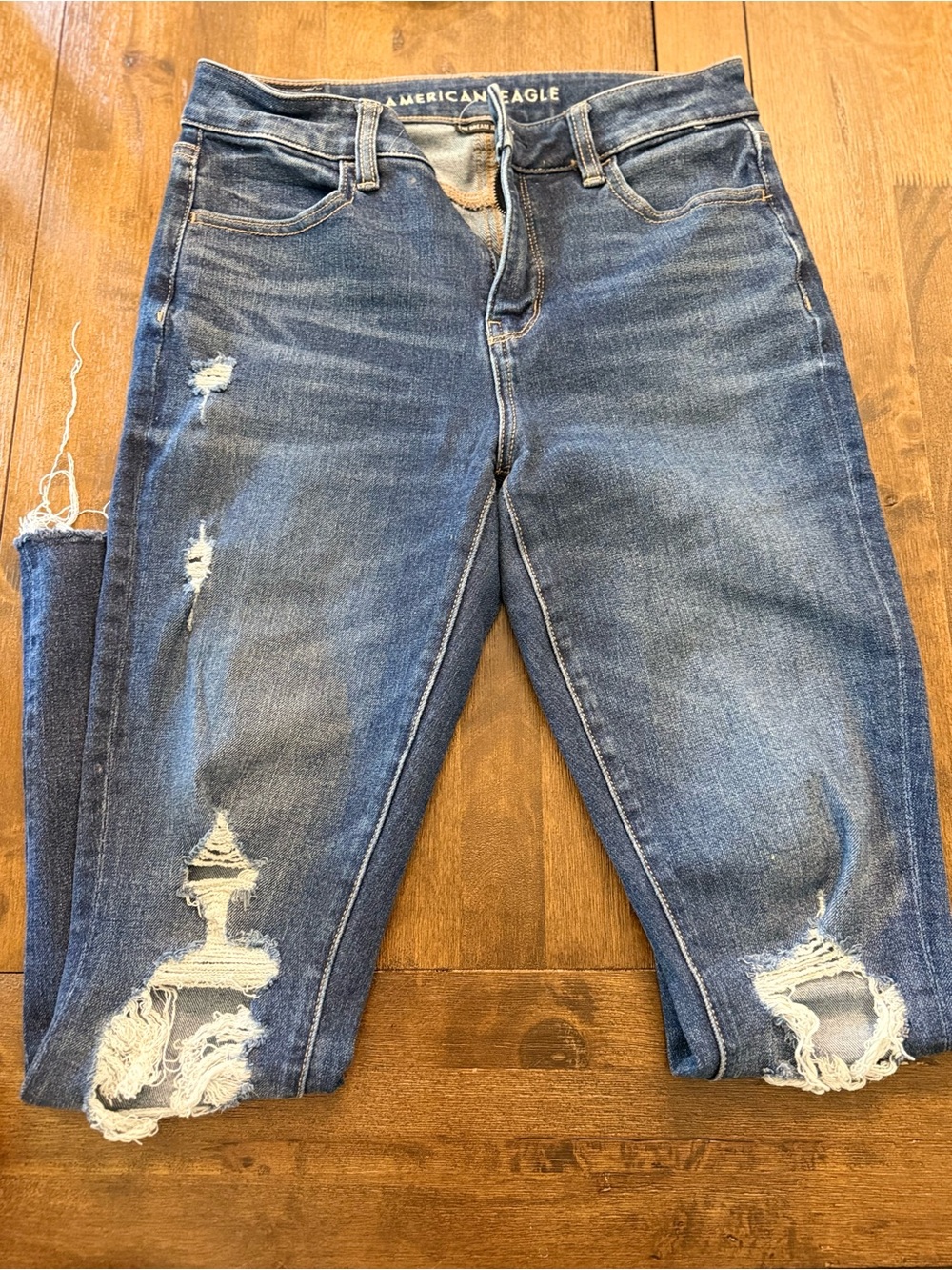 American Eagle Outfitters Distressed Dark Blue Skinny Jeans